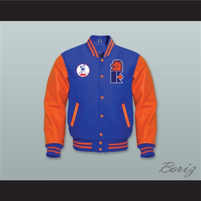 WHA New Jersey Knights Royal Blue Wool and Orange Lab Leather Varsity Letterman Jacket 1