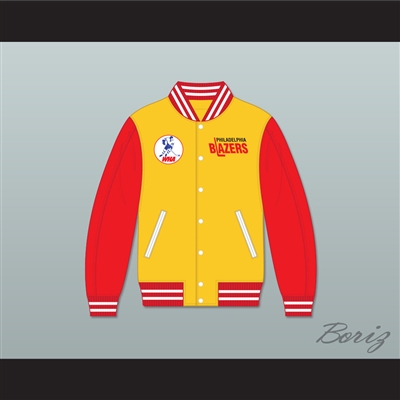 WHA Philadelphia Blazers Yellow and Red Varsity Letterman Jacket-Style Sweatshirt 1