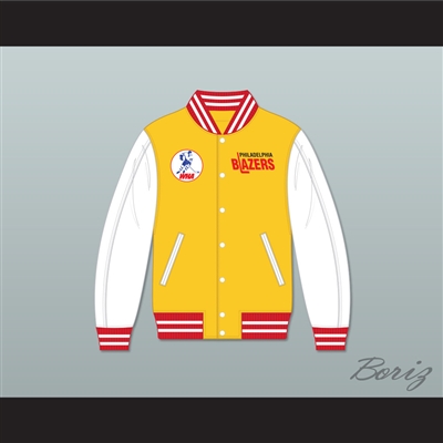 WHA Philadelphia Blazers Yellow and White Varsity Letterman Jacket-Style Sweatshirt 1