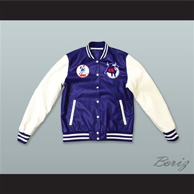 WHA Toronto Toros Blue and White Lab Leather Varsity Letterman Jacket 1