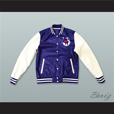 WHA Toronto Toros Blue and White Lab Leather Varsity Letterman Jacket 2