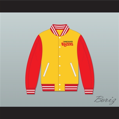 WHA Vancouver Blazers Yellow and Red Varsity Letterman Jacket-Style Sweatshirt 2