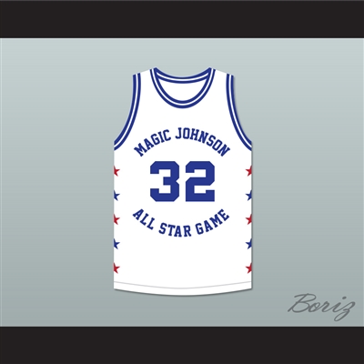 Herb Williams 32 Magic Johnson All Star Game White Basketball Jersey 1989 Midsummer Night's Magic Charity Event