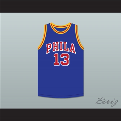 Wilt Chamberlain 13 Philadelphia Warriors Blue Basketball Jersey 5