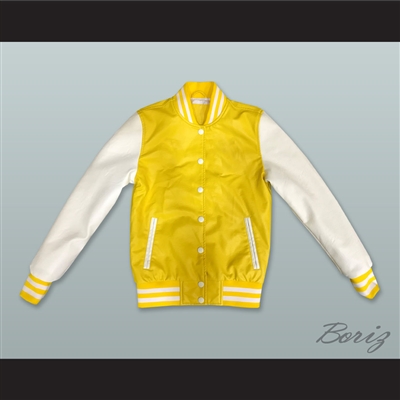 Yellow and White Lab Leather Varsity Letterman Jacket 1