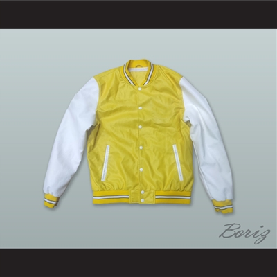 Yellow and White Lab Leather Varsity Letterman Jacket 2