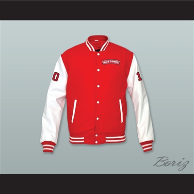Dean Youngblood 10 Hamilton Mustangs Red Wool and White Lab Leather Varsity Letterman Jacket