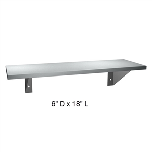 ASI 0692-618 6" D x 18" W Stainless Steel Shelf, Satin Finish