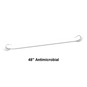 ASI 3802-48AW 48" Inch White Antimicrobial Grab Bar with intermediate support image
