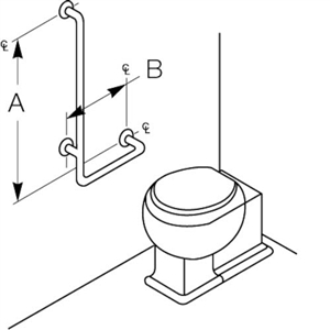 Bradley 8120-0051818 18 Inch L Shaped Grab Bar