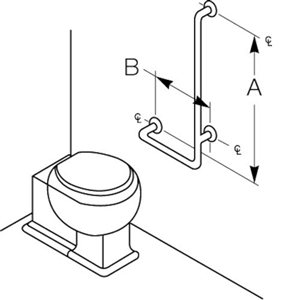 Bradley 8122-006 32" L Shaped Grab Bar, Safety Grip