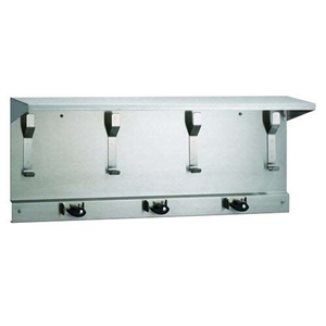 Bradley 9934 44" Utility Shelf with Mop and Broom Holder with 4 Holders and 5 Hooks