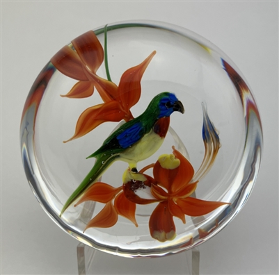 1986 Rick Ayotte Scarlet-Chested Parrot Paperweight