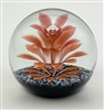 1981 Caithness Peach Floral Fountain Glass Paperweight