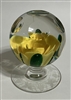 Pairpoint Pedestal Yellow Crimp Rose Paperweight