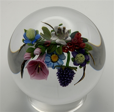 2001 Ken Rosenfeld Mixed Floral Bouquet Paperweight