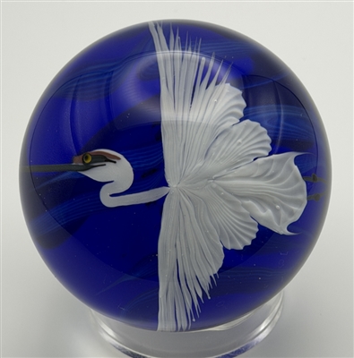 1999 Daniel Salazar White Crane Paperweight