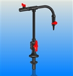 Lab Faucet, Deck Mount, Dual Outlet, Union Control Ball Valve, 2 Additional Shutoff Lab Ball Valves with Serrated Barb & 1/4" Female NPT Outlets, 3/8" Female NPT Inlet Supply Connection (Below Deck), Adjustable Handle Position, PVC