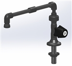 PVC Lab Faucet, Deck Mnt , Swivel Union, DV, 12" Throat, 8" Overall Height, Rem barb Tip, PVC Aerator Outlet, Right Handle