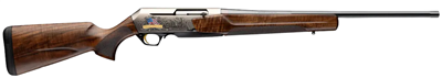 Browning BAR MK 4 Medallion Americana 308 Win semi-auto rifle with walnut stock, nickel engraved receiver, polished blued fluted barrel, and 22 inch barrel