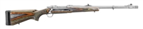 Ruger Hawkeye Guide Gun 338 Win Mag bolt action rifle with Green Mountain laminate stock, stainless steel barrel, Hawkeye Matte finish, 20 inch barrel, sights, and muzzle brake system