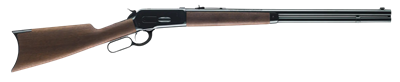 Winchester Model 1886 Short Rifle 45-70 Govt lever action rifle with 24 inch blued barrel, Grade I walnut stock, full length tube magazine, crescent buttplate, and Marble Arms sights