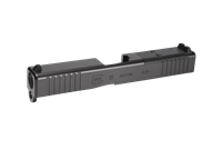 GLOCK OEM G19 Gen3 spare slide with MOS optic cut and front serrations â€“ shown with factory-installed sights