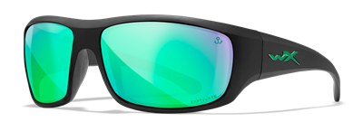 WX OMEGA JACOB WHEELER SIGNATURE EDITION Sunglasses with CAPTIVATEâ„¢ Polarized Green Mirrored Lens and Black Matte Frames
