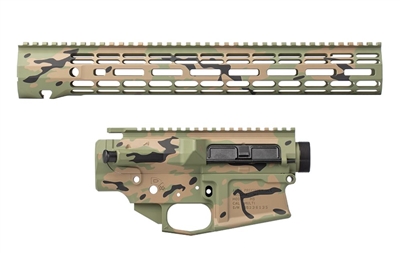 AERO PRECISION M5E1 HIGHLAND SAFARI CAMO BUILDER SET W/ ATLAS R-ONE 15" MLOK RAIL