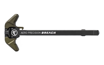AERO PRECISION AR15/M4 5.56 AMBIDEXTROUS BREACH CHARGING HANDLE WITH LARGE LEVER - BLACK/OD GREEN