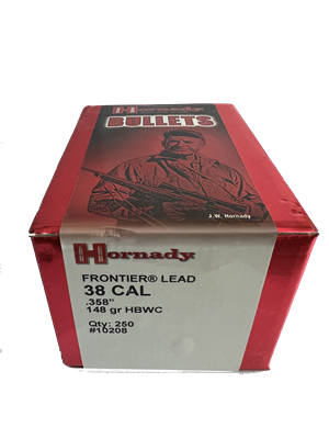 HORNADY FRONTIER LEAD 38 CAL .358" 148 GRAIN HOLLOW BASE WADCUTTER QTY - 250