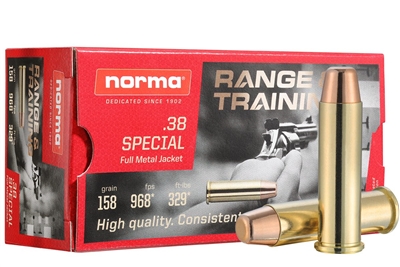 NORMA PRECISION .38 SPECIAL â€“ 158 GR â€“ FMJ â€“ NORMA RANGE & TRAINING- QTY 50