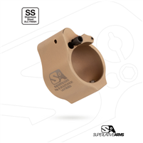 Superlative Arms Adjustable Gas Bleed Off Gas System for AR15/AR10 Platform - .875" Solid SS Set Screw Tan DLC