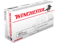 WINCHESTER USA WHITE BOX .40 S&W 165GR FMJ FLAT NOSE AMMUNITION â€“ USA40SW â€“ 50 ROUND BOX