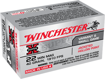 Winchester Super-X 22 WMR 40 Grain Jacketed Hollow Point Ammunition 50 Rounds