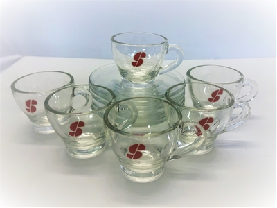 Espresso Glass Cup and Saucer Set of 6