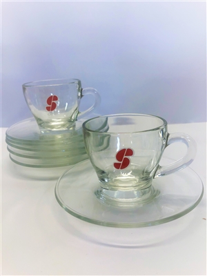 Cappuccino Glass Cup and Saucer - Set of 6
