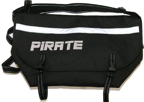 Pirate Small Black Bike Messenger Bag with Reflective Print