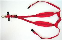 Red Adjustable Saxophone harness strap with brass clip