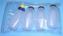 4 Gel Flask Bottles, 4oz., clear, w/cap