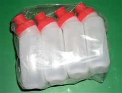 4 Gel Flask Bottles, 6oz., clear, w/REDcap