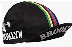 Brooklyn black cycling cap with World Champion ribbon stripes Retro Chewing Gum Pro cycling cotton hat