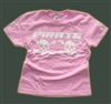 Pirate skull babydoll stretchy tight Girlie T-shirt Pink