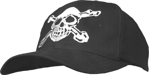 Pirate Cotton Baseball Cap, BLACK, embroidered skull