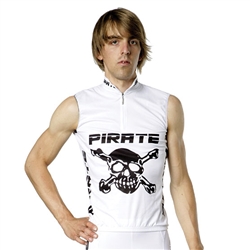 Pirate Cycling Jersey WHITE Sleeveless, XS-3XL