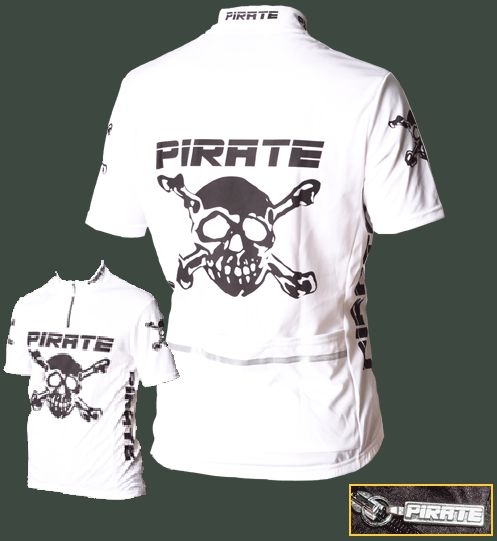 Pirate Cycling Jersey WHITE Short Sleeve, XS-4XL