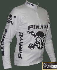 Pirate Long Sleeve Cycling Jersey White Warm Up Jacket