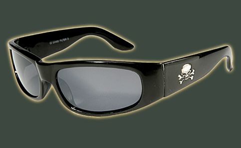 Pirate Shades black sunglasses with skull & crossbones