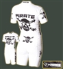 Pirate Cycling Time Trial Suit, WHITE Short Sleeve skinsuit, no padding