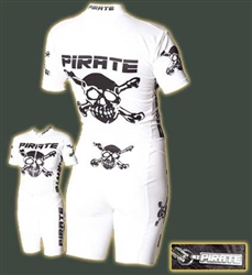 Pirate Cycling Time Trial Suit, WHITE Short Sleeve skinsuit, no padding